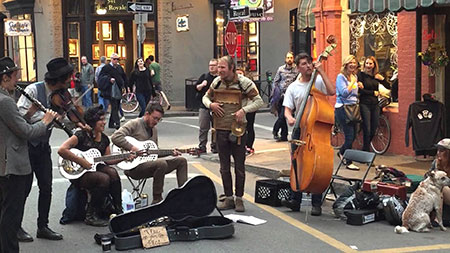 band playing in the street