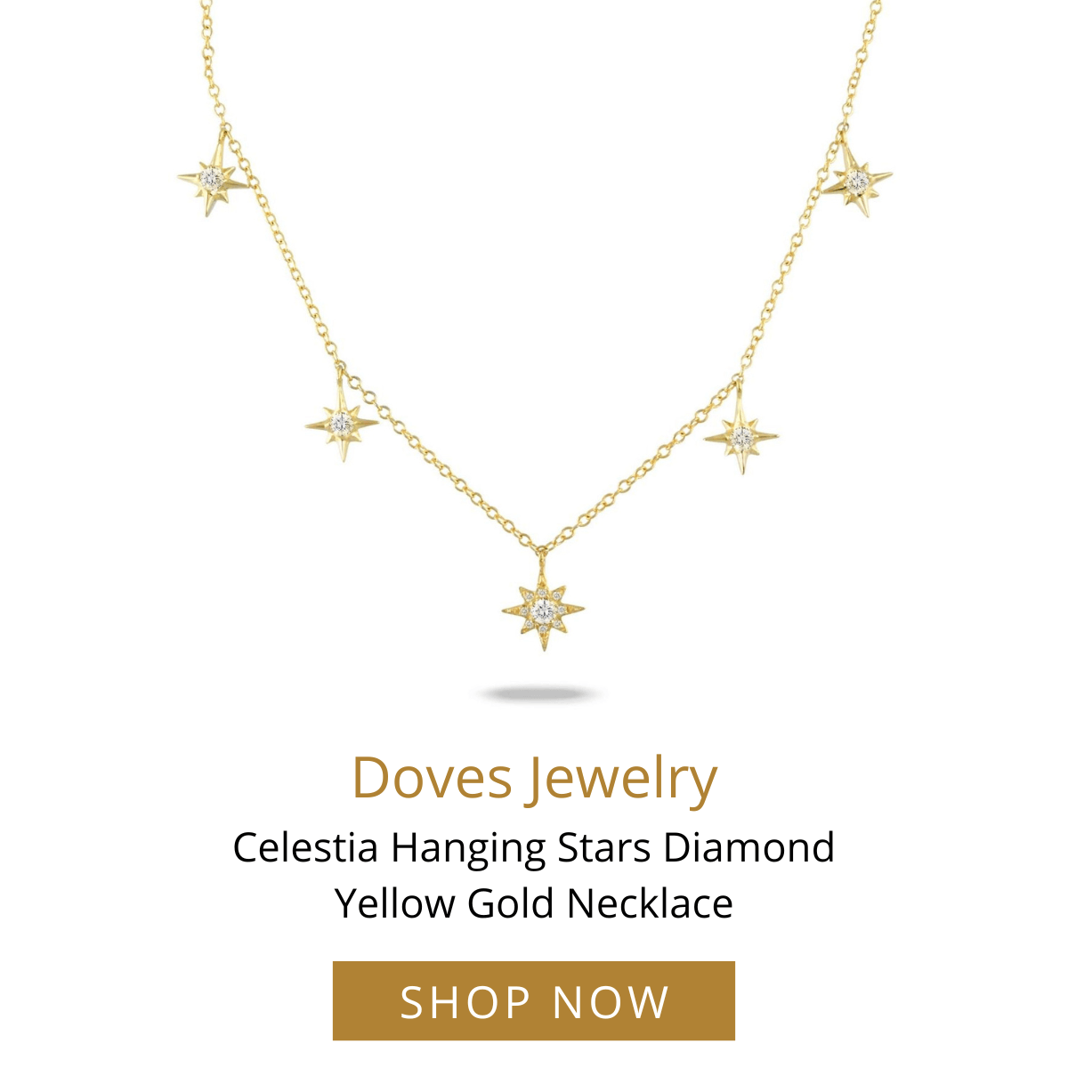 Celestial Hanging Stars Diamond Gold Necklace