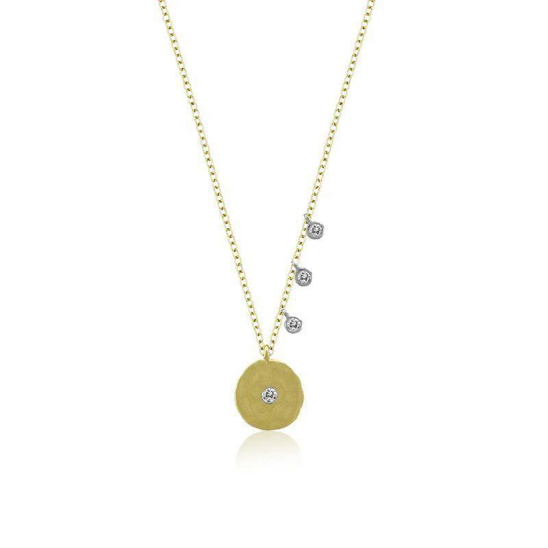 hammered gold disc necklace
